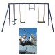 OUTDOOR KIDS CHILDRENS GARDEN DOUBLE SWING ETCD-S0002 ,5 place, GLIDER and 2 RINGS,Outdoor Backyard Play Games