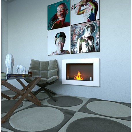 MEGALINE cm.78 SMALL GLASS Bianco Biofireplace Bio fireplaces ethanol fireplace