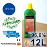 12 litres de bioéthanol de haute qualité de 96,6% en 12 bouteilles de 1 litre