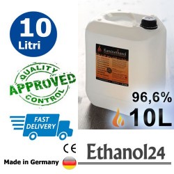 10 liters of high-quality bioethanol 96.6% in 1 canister á 10 liter