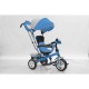 Triciclo Baby Swing Blu con Sedile Girevole e Reclinabile per Bambini