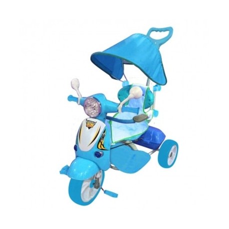 Triciclo Hornet Azzurro Con Parasole Dugez per bambini